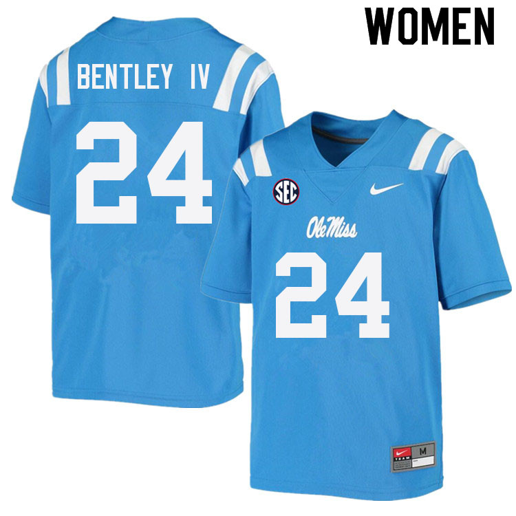 Ulysses Bentley IV Ole Miss Rebels NCAA Women's Powder Blue #24 Stitched Limited College Football Jersey CWE5458YH